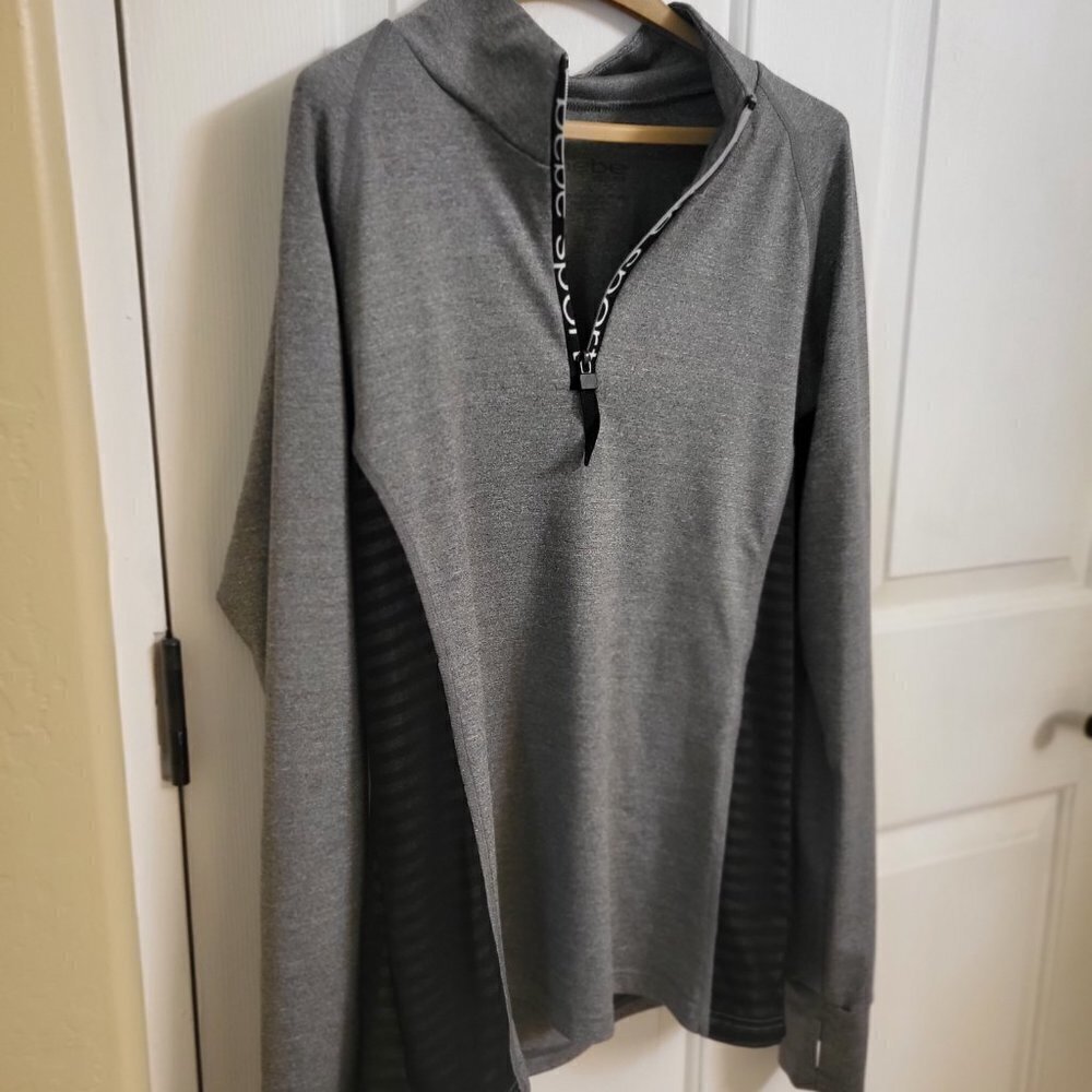 bebe Sportswear 1/4-Zip Pullover Black and Gray SIZE: LARGE - Picture 4 of 9